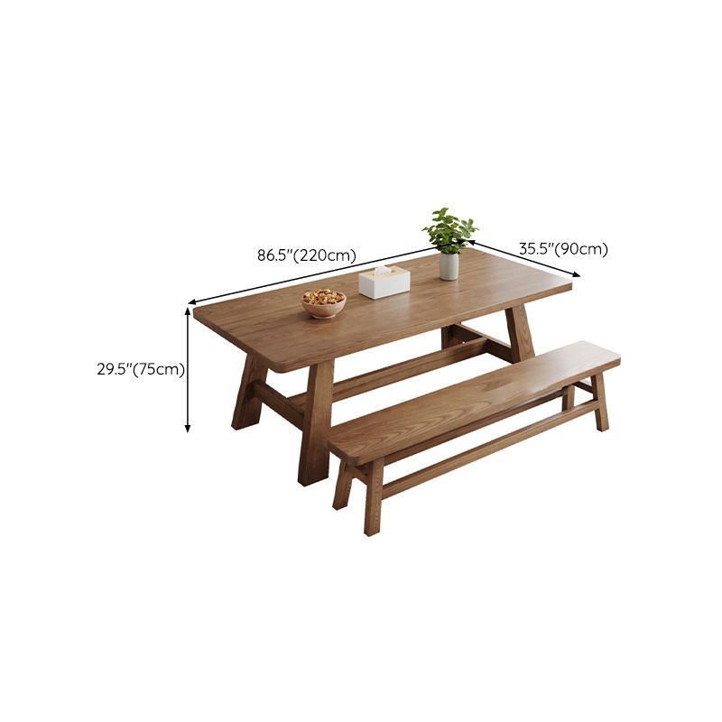 Simplicity Style Dinette Table Solid Wood Rectangle Dinner Table in Brown