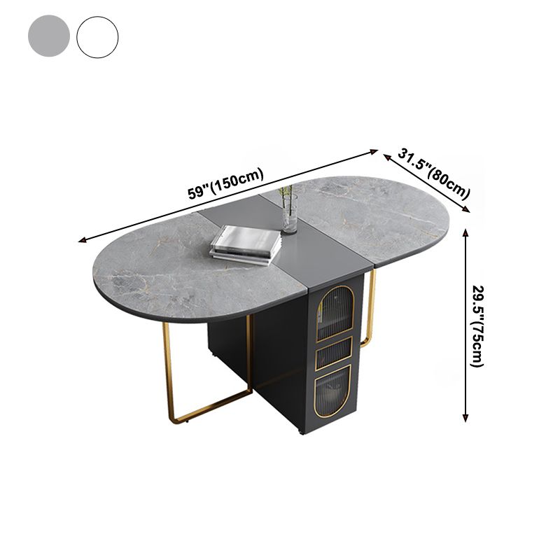 Sintered Stone Dining Table Modern Oval Drop-Leaf 59" Dining Table for Home Use Clearhalo ' dining_table' 'Dining Tables & Seating' 'Dining Tables' 'furn' 'furn_dining_table' 'Furniture' 'furniture_dining_table' 'Kitchen & Dining Furniture' 'kitchen&dining_furn' 'kitchen' 'kitchen_dining_table' 1200x1200_018358d6-1d79-462d-b9b9-b90ae1bc86b3