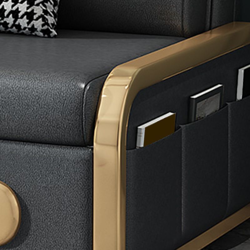 Divano di divano da letto resistente alla pelle moderna senza braccio in grigio in grigio