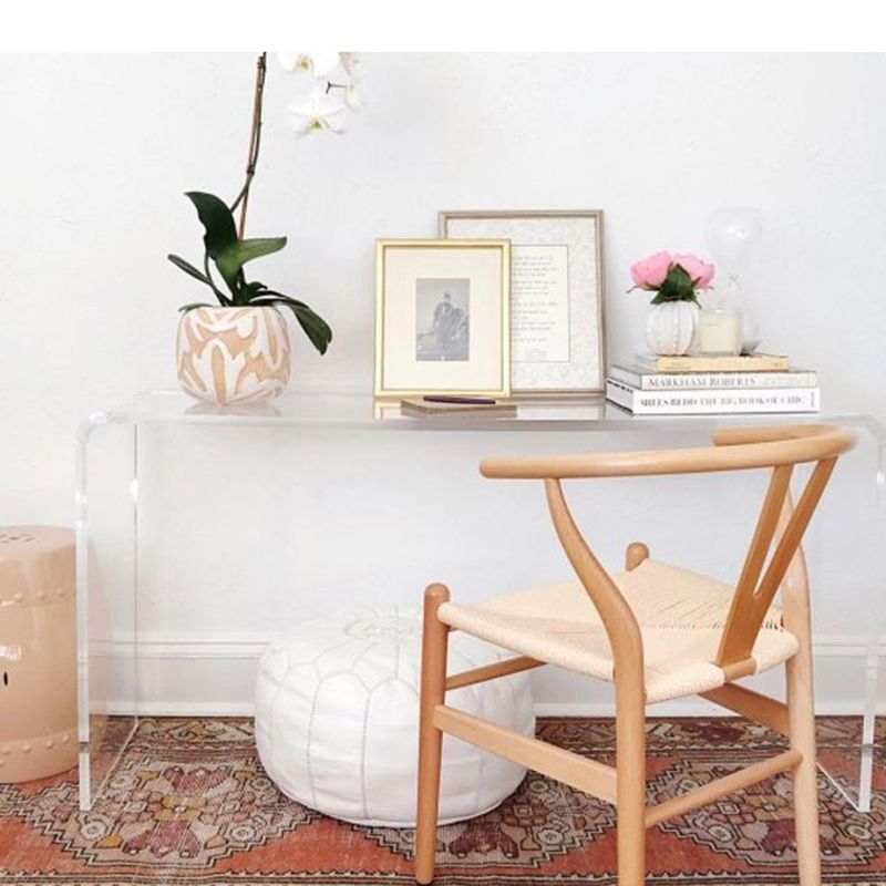 Home Rectangular Office Writing Desk Acrylic Modern Style Office Desk