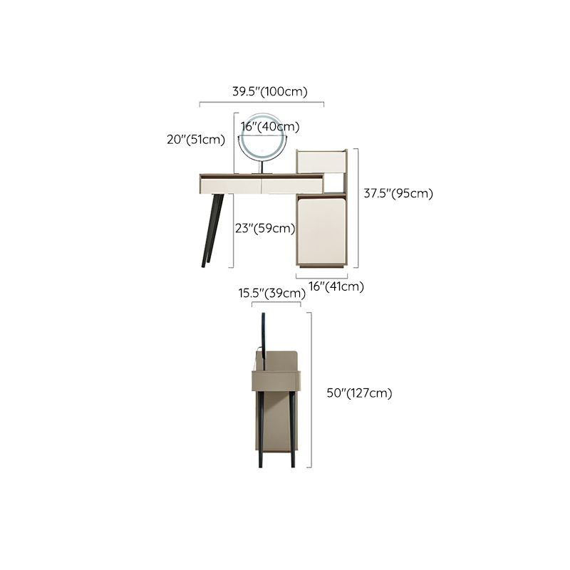 Contemporary With Drawer Wood Lighted Mirror Bedroom Dressing Table Clearhalo 'Bedroom Furniture' 'furn' 'furn_makeup_vanities' 'Furniture' 'Makeup Vanities' 'makeup_vanities' 1200x1200_018734ec-6944-4e4c-acbf-5df10a4cf776