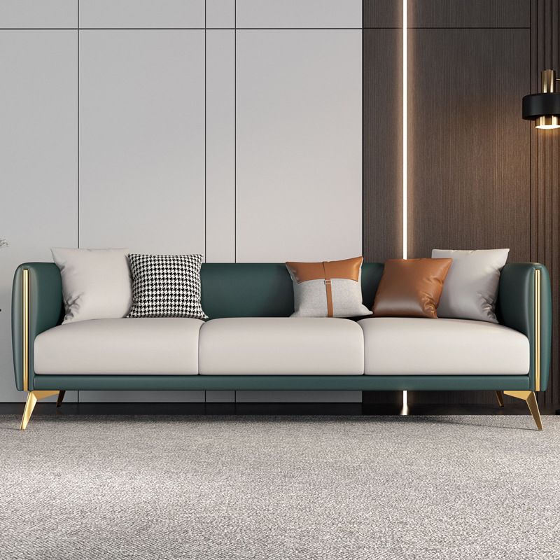 Contemporary Faux Leather Settee 25.98"H Tuxedo Arm Sofa for Four People Clearhalo 'furn' 'furn_sofas' 'Furniture' 'furniture_sofas' 'Living Room Furniture' 'Sofa' 'sofas' 1200x1200_018884c1-e9d8-4301-b796-37910b4520e5