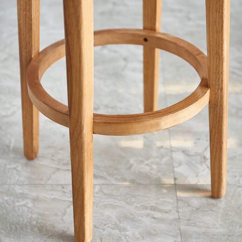 Modern Round Bar Stool Oak Solid Wood Bar Stool with PU Leather Clearhalo 'Bar Furniture' 'Bar Stools' 'bar_stools' 'furn' 'furn_bar_stools' 'Furniture' 'Kitchen & Dining Furniture' 1200x1200_0188c56c-dddc-4586-a1a7-c585ba7e20b8