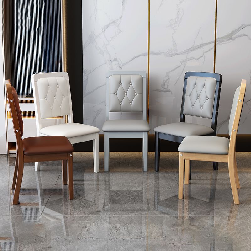 Contemporary Wood Dining Armless Chair Open Back Dining Side Chair