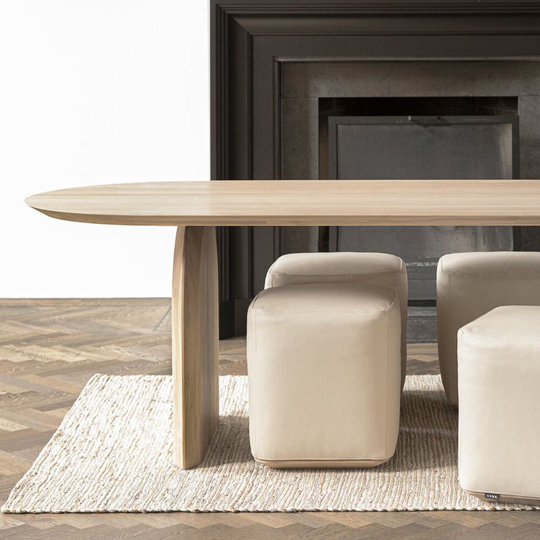 Oval Double Pedestal Modern Dining Table Wood Color Fixed Table of Solid Wood Clearhalo ' dining_table' 'Dining Tables & Seating' 'Dining Tables' 'furn' 'furn_dining_table' 'Furniture' 'furniture_dining_table' 'Kitchen & Dining Furniture' 'kitchen&dining_furn' 'kitchen' 'kitchen_dining_table' 1200x1200_01899f42-811b-491e-8473-d8eaa65da245