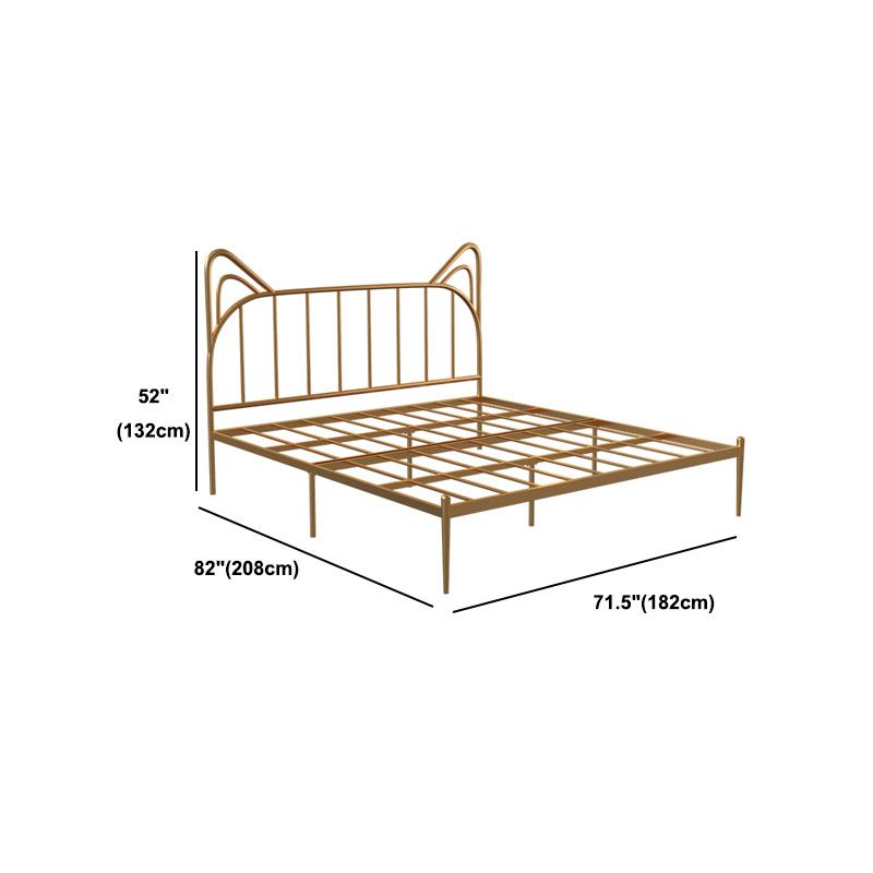 Metal Bed with Headboard High Profile Open-Frame Bed in Gold Finish Clearhalo 'Bedroom Furniture' 'Beds' 'furn' 'furn_beds' 'Furniture' 1200x1200_0189e058-d2e9-4dfd-a2d8-8e1c48095b10