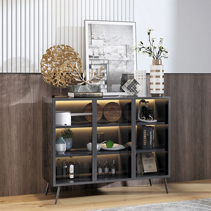 Sala da pranzo server di cucina contemporanea in legno porte in vetro buffet server