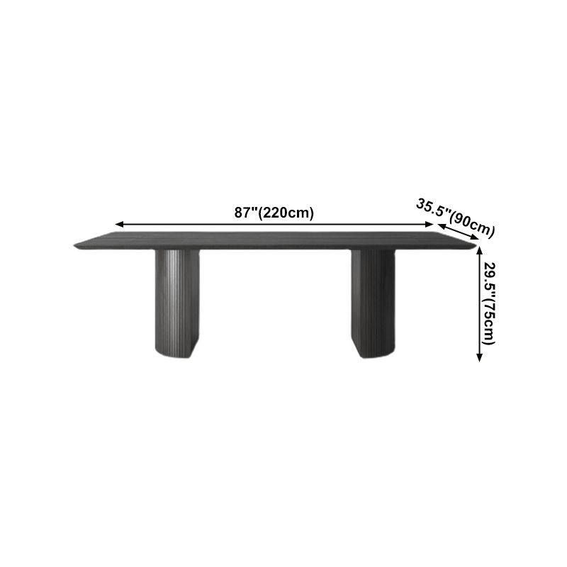 Rectangle Double Pedestal Modern Table Black Fixed Table of Pinewood Solid Wood Clearhalo ' dining_table' 'Dining Tables & Seating' 'Dining Tables' 'furn' 'furn_dining_table' 'Furniture' 'furniture_dining_table' 'Kitchen & Dining Furniture' 'kitchen&dining_furn' 'kitchen' 'kitchen_dining_table' 1200x1200_018a41e7-9404-4f19-818e-607e142333ed