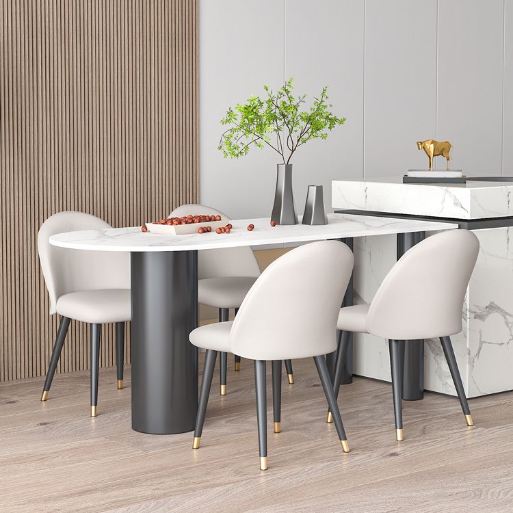 Metal Contemporary Free Form Dining Table Sintered Stone Table with Black Legs Clearhalo ' dining_table' 'Dining Tables & Seating' 'Dining Tables' 'furn' 'furn_dining_table' 'Furniture' 'furniture_dining_table' 'Kitchen & Dining Furniture' 'kitchen&dining_furn' 'kitchen' 'kitchen_dining_table' 1200x1200_018ba3e4-fcd0-4db4-8fb8-dacee5aa738e