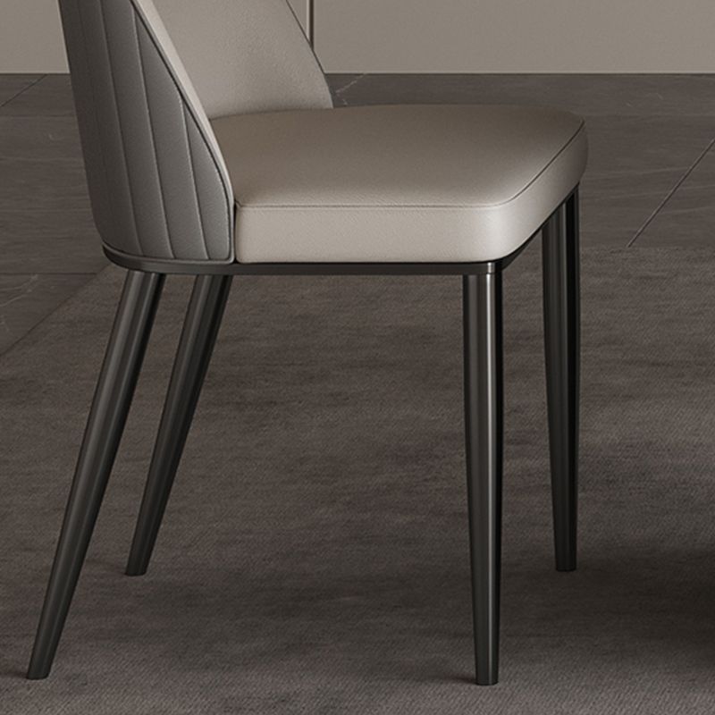 Juego de mesa de comedor moderna blanca brillante 1/4/5/6 PCS Juego de comedor con sillas de cuero falso