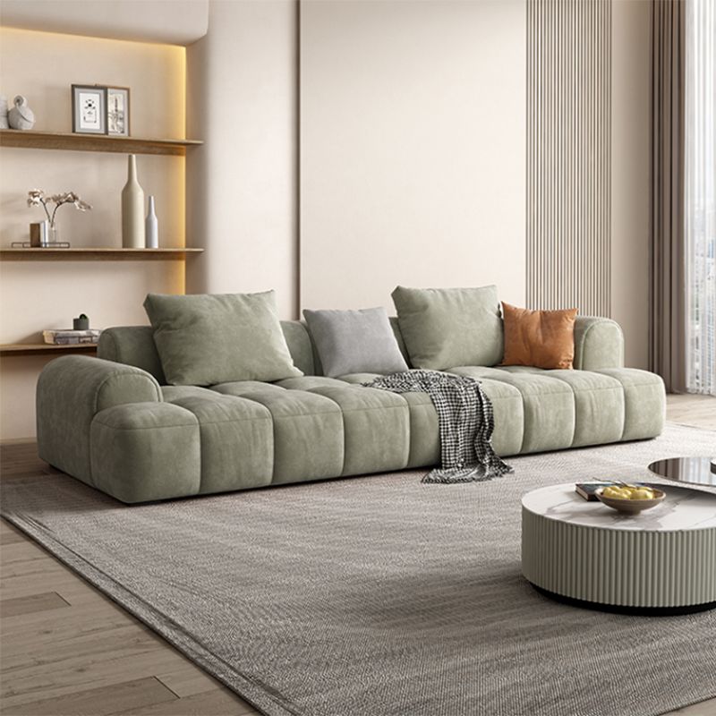 Moderne stijl sofa suède materiaal ingebed armleuning kussen achterbank bede