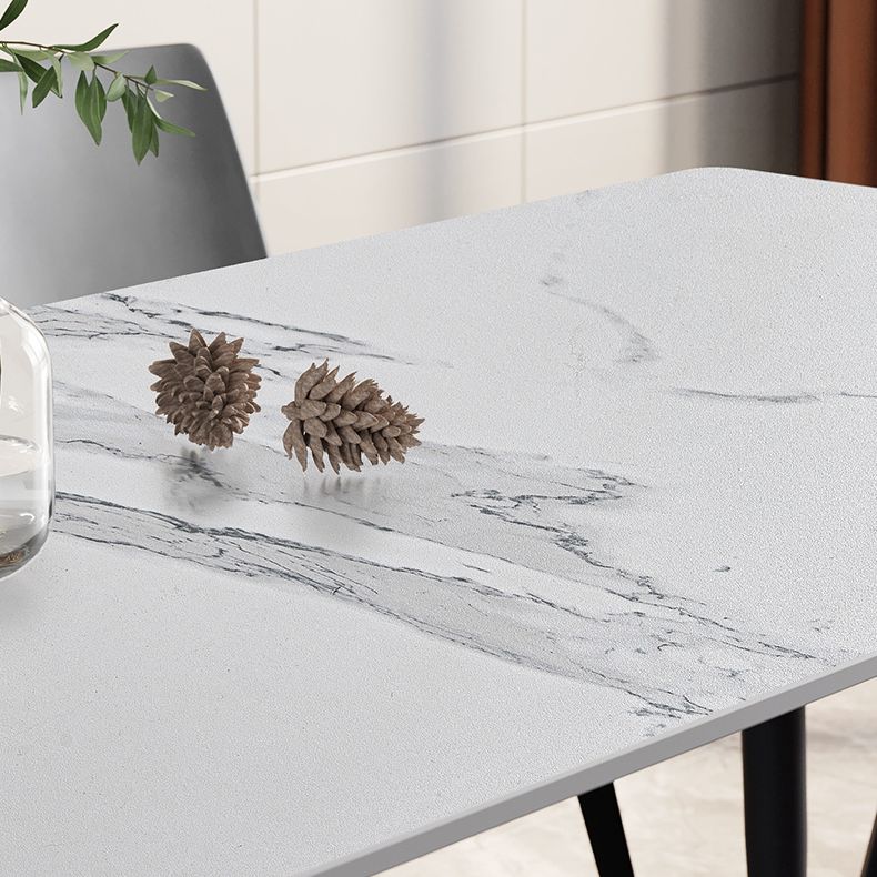 Modern Style Sintered Stone Dining Table Rectangular Dining Table with Metal Base Clearhalo 'Dining Room Sets' 'Dining Tables & Seating' 'dining_room_set' 'furn' 'furn_dining_room_set' 'Furniture' 'furniture_dining_room_set' 'Kitchen & Dining Furniture' 'kitchen&dining_furn' 'kitchen' 1200x1200_01919054-ab51-44c9-8f09-ab6c095f9646