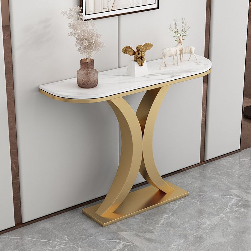 Tavolo console in marmo glam mezza luna astratto 12 "w tavolo accento per sala
