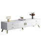 Consola de TV con almacenamiento cerrado, mueble de madera estilo Glam, con cajones y puertas