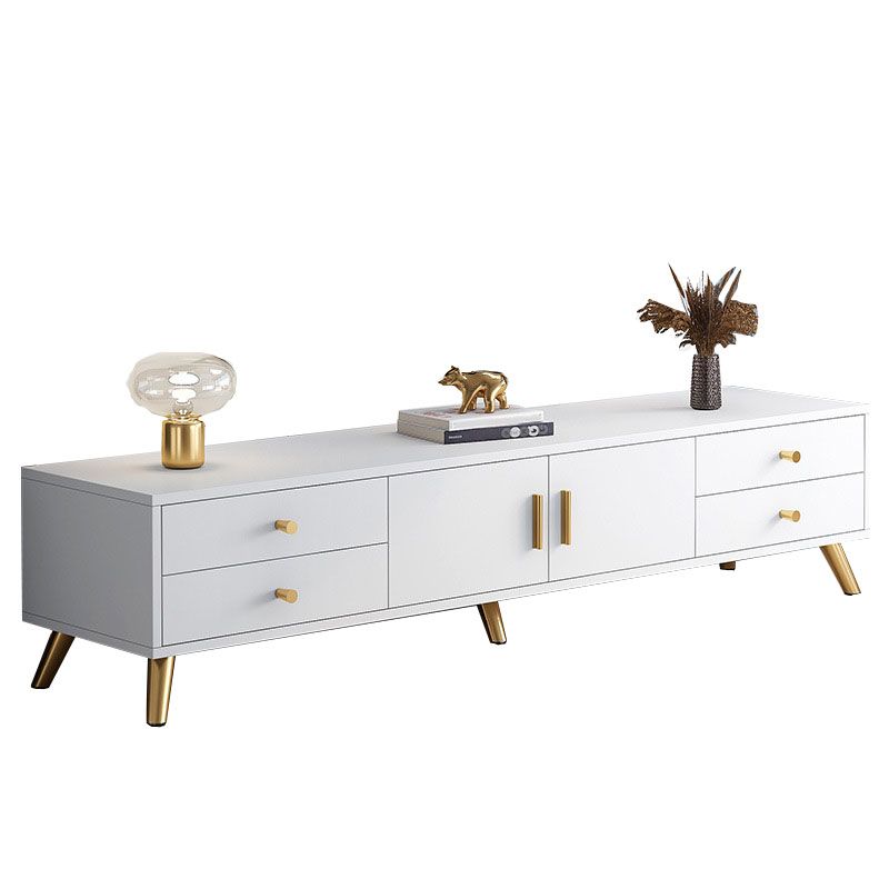Consola de TV con almacenamiento cerrado, mueble de madera estilo Glam, con cajones y puertas
