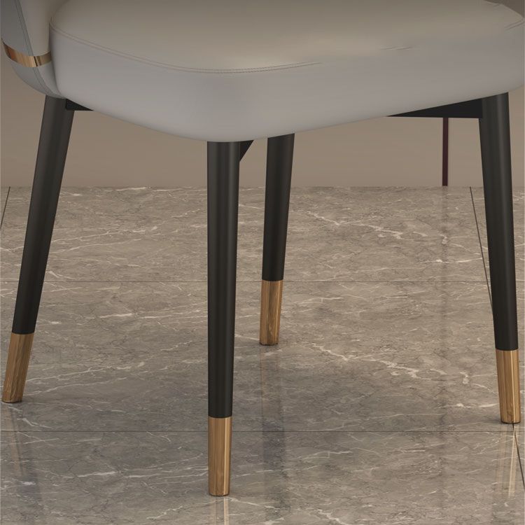 Nordic Kitchen Dining Chairs Faux Leather Parsons Armless Chair