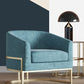 Blue Tuxedo Arm Sofa Contemporary Velvet Sofa with Metal Frame