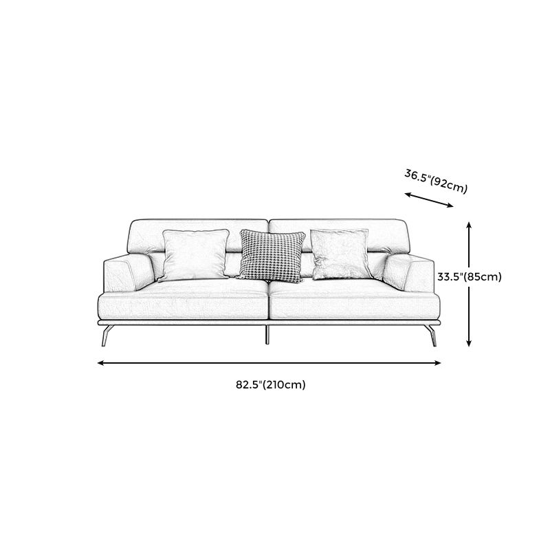 ステイン耐性のある定常フェイクレザーリビングルームスクエアアーム標準ダークグレーソファー