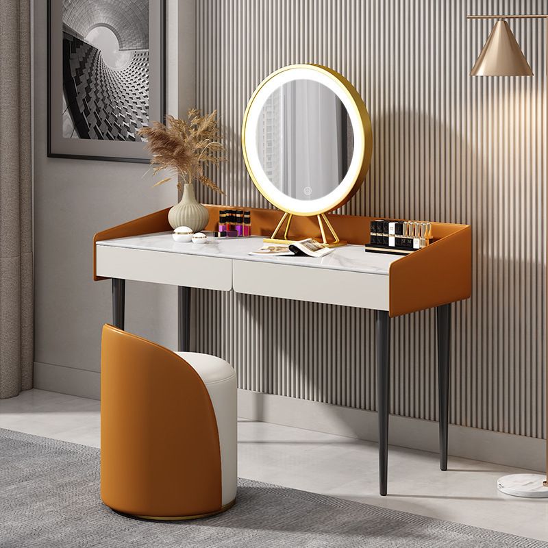 29,52 "altezza tavolo da trucco a 2 cassetti moderno sgabello da vanità in ardesia moderna