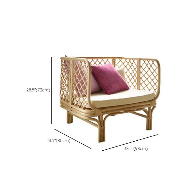 Stoffsofa in leichter Brone -Rahmen tropisches Sofa mit Lolsterkissen