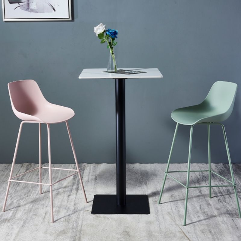 Industrial Black Iron Bar Dining Table Stone Top Engineered Wood Indoor Bistro Table Clearhalo 'Bar Furniture' 'Bar Tables' 'bar_tables' 'furn' 'furn_bar_tables' 'Furniture' 'furniture_bar_tables' 'Kitchen & Dining Furniture' 1200x1200_0196d7aa-2a1e-43ec-8f8a-44357522137c