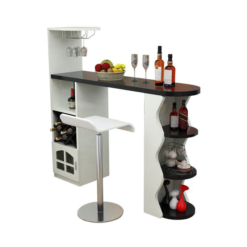 Industrial Pub Table Bar Height Specialty Bar Table with Wine Rack