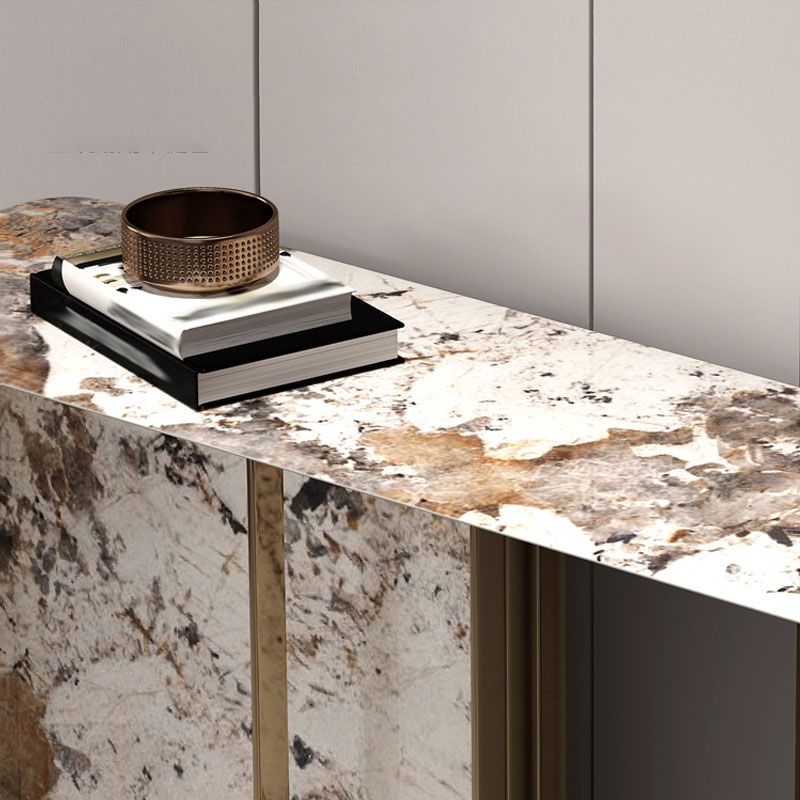 Rectangle Shape Contemporary Console Table Stone Sofa Table in Gold for Hall Clearhalo 'Console Tables' 'console_tables' 'Entry & Mudroom Furniture' 'furn' 'furn_console_tables' 'Furniture' 1200x1200_0199dfb6-60bc-44ec-8817-b639fedff3b5
