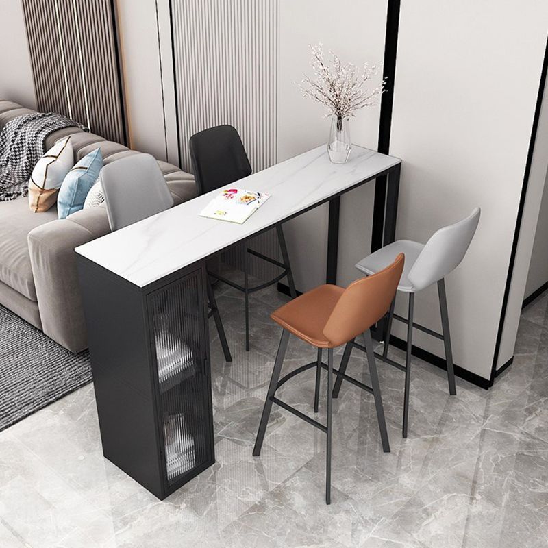 Tavolo da bistrot industriale con tavolo da bar in pietra in pietra basata in metallo per casa