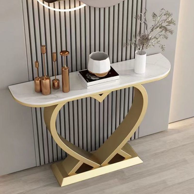 Tavolo di accento console mezzaluna moderna tavola console di finitura antica in pietra