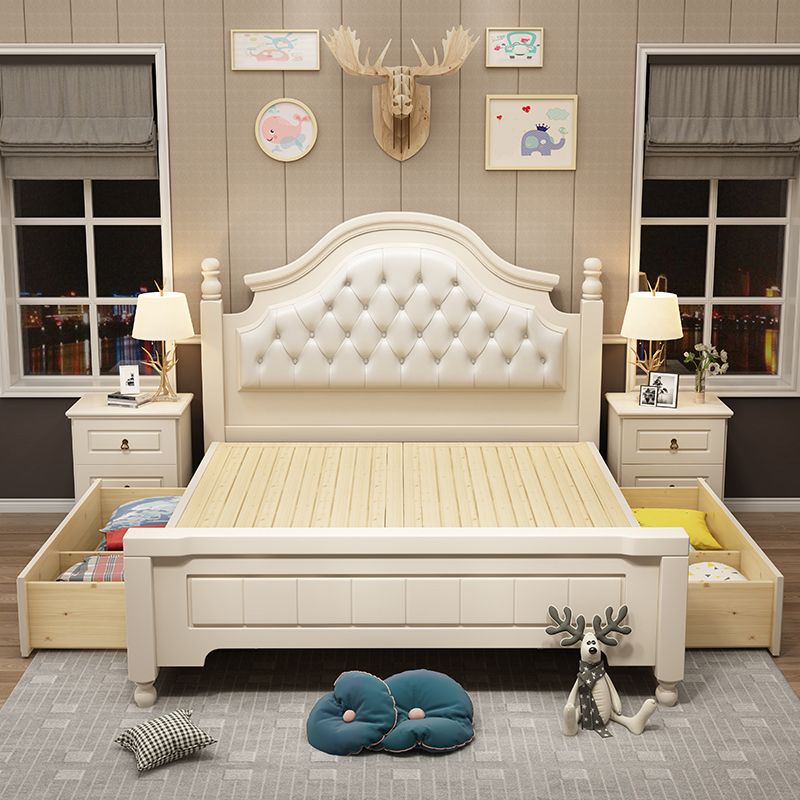 Solid Wood and Headboard Standard Bed Arched Bed with Custom Gold Legs
