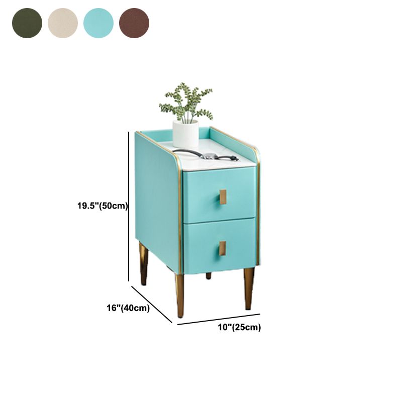 Stone Top Glam Bed Nightsand Stand Night-Artwer 20 pulgadas de madera sólida de madera sólida con piernas