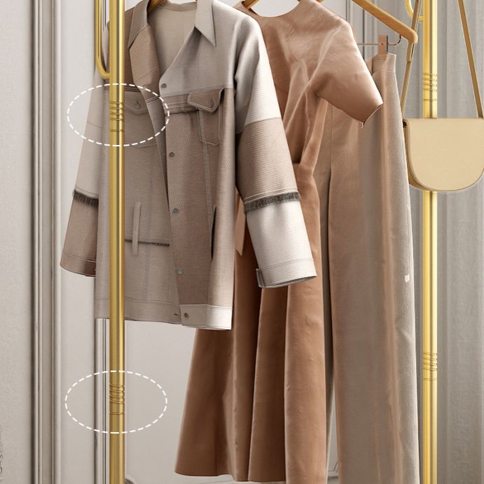 Luxurious Metal Hall Tree Plain Coat Hooks Storage Bench Coat Rack with Castors