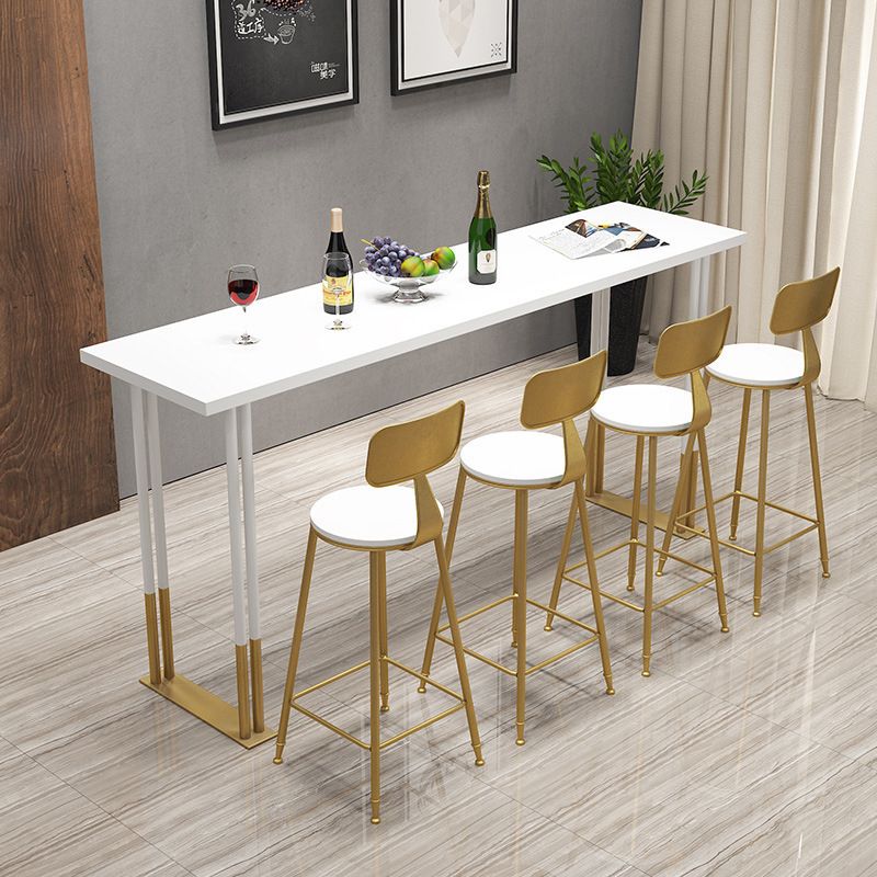 Nordic Style Bar Table Pine Top Pub Table with Black-gold Frame (only table) Clearhalo 'Bar Furniture' 'Bar Tables' 'bar_tables' 'furn' 'furn_bar_tables' 'Furniture' 'furniture_bar_tables' 'Kitchen & Dining Furniture' 'kitchen&dining_furn' 'kitchen' 1200x1200_019c5440-40e8-480f-a826-00de786300c9