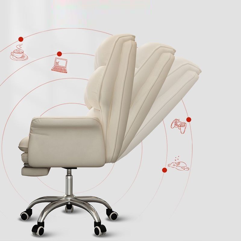 Faux Leather Desk Chair Contemporary Fixed Arms Chair with Wheels Clearhalo 'furn' 'furn_office_chair' 'Furniture' 'Office Chairs' 'Office Furniture' 'office_chair' 1200x1200_019de59b-1948-4e9a-aa5f-ce684cc50041