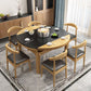 Mesa de comedor de cocina contemporánea, mesa de comedor extensible de madera maciza con 4 patas