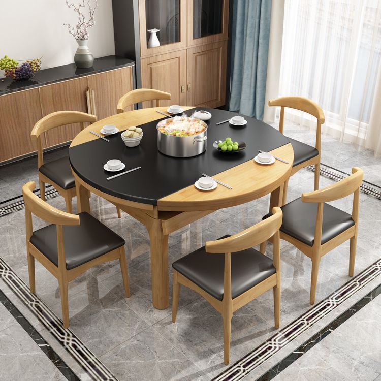 Mesa de comedor de cocina contemporánea, mesa de comedor extensible de madera maciza con 4 patas