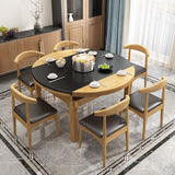 Mesa de comedor de cocina contemporánea, mesa de comedor extensible de madera maciza con 4 patas