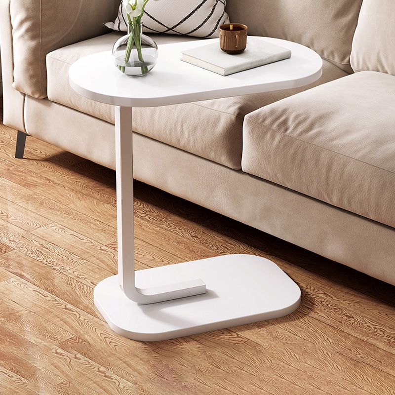 23.6" Tall C-shape End Table Wooden Accent Side Table for Living Room