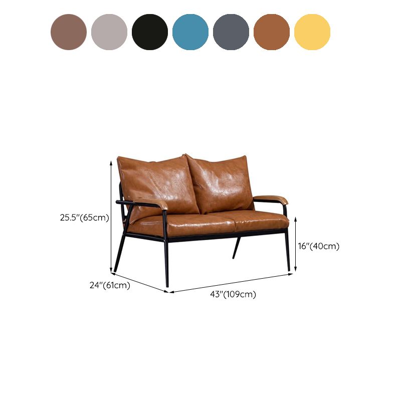 Metal and Wood Square Arm Sofa Industrial Loose Back Cushions Sofa Clearhalo 'furn' 'furn_sofas' 'Furniture' 'Living Room Furniture' 'Sofa' 'sofas' 1200x1200_01a287c6-b789-49a0-807b-280c3578ea8c