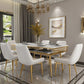 Contemporary Style Marble Table with White Table and 4 Gold Legs Base for Home Use Clearhalo 'Dining Room Sets' 'Dining Tables & Seating' 'dining_room_set' 'furn' 'furn_dining_room_set' 'Furniture' 'furniture_dining_room_set' 'Kitchen & Dining Furniture' 'kitchen&dining_furn' 'kitchen' 1200x1200_01a2d6f1-b655-4eed-ad68-10c428b93410