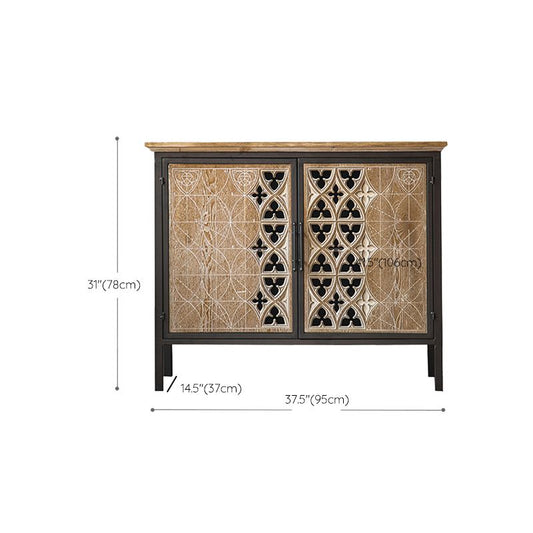 Armoire à accent industriel en marron avec armoire de jambes en métal noir