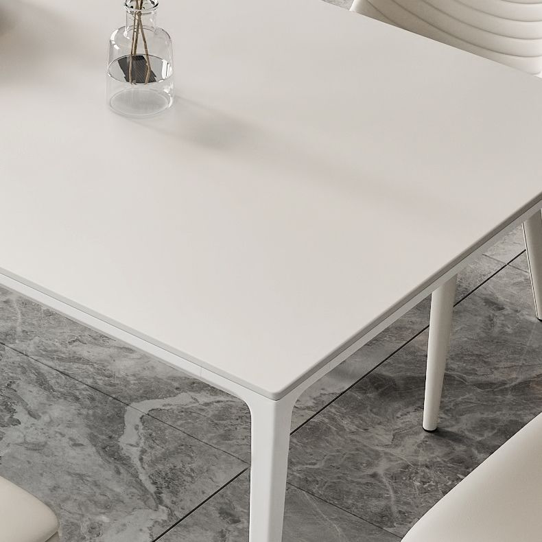 Simplicity Rectangle Dining Table Sintered Stone Table with 4 White Legs Clearhalo ' dining_table' 'Dining Tables & Seating' 'Dining Tables' 'Furniture' 'furniture_dining_table' 'Kitchen & Dining Furniture' 'kitchen&dining_furn' 'kitchen' 'kitchen_dining_table' 1200x1200_01a57549-1961-4170-8eb7-1f4e2a6d9758