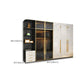 Modern Tempered Glass Doors Wardrobe Wood Frame Wardrobe without Light