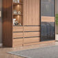 Contemporary Wardrobe Cabinet with Drawer Brown Wardrobe Closet