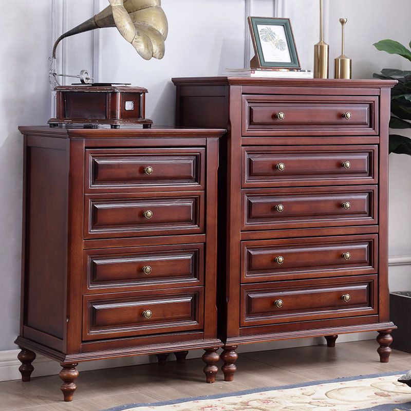 Media de acento marrón moderno acento de madera goma 4/5/6 - cofre de cajón