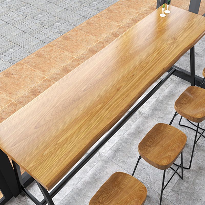 Modern Solid Wood Bar Table Brown Trestle Base Dining Table for Living Room Clearhalo 'Bar Furniture' 'Bar Tables' 'bar_tables' 'furn' 'furn_bar_tables' 'Furniture' 'Kitchen & Dining Furniture' 1200x1200_01aa1beb-86da-4aab-8d5e-84e88ce13b46