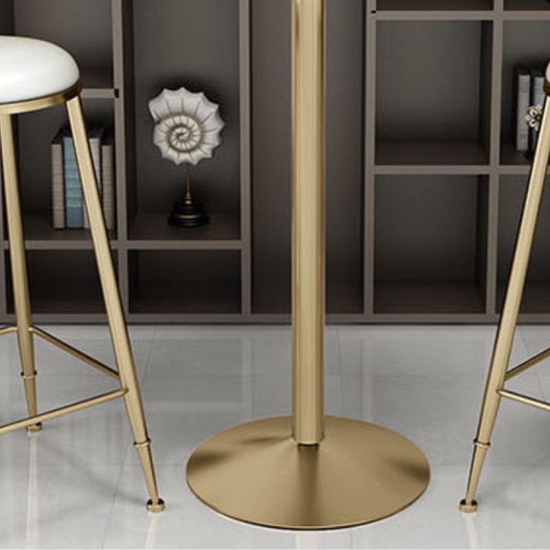 Glam Iron Bar Dining Table Faux Marble Gold Indoor Bistro Table with Single Pedestal Clearhalo 'Bar Furniture' 'Bar Tables' 'bar_tables' 'furn' 'furn_bar_tables' 'Furniture' 'furniture_bar_tables' 'Kitchen & Dining Furniture' 1200x1200_01ab2e47-0bed-466a-896f-596b379f12a9