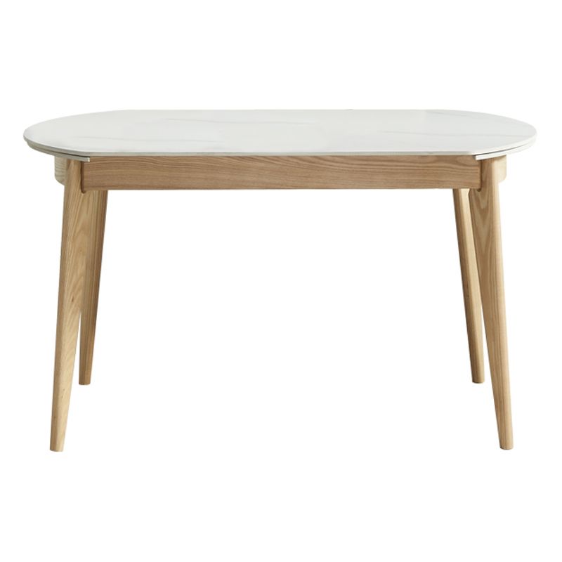 Round Contemporary Dining Room Table White Sintered Stone Table with 4 Ash Solid Wood Legs Clearhalo ' dining_table' 'Dining Tables & Seating' 'Dining Tables' 'furn' 'furn_dining_table' 'Furniture' 'furniture_dining_table' 'Kitchen & Dining Furniture' 'kitchen&dining_furn' 'kitchen' 'kitchen_dining_table' 1200x1200_01ab4484-4a55-40f0-9814-ab6cf453b5e6