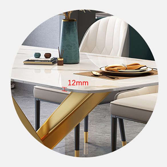 Modern Sintered Stone Dining Table Rectangular Dining Table Set with X-shaped Metal Frame Clearhalo 'Dining Room Sets' 'Dining Tables & Seating' 'dining_room_set' 'furn' 'furn_dining_room_set' 'Furniture' 'furniture_dining_room_set' 'Kitchen & Dining Furniture' 'kitchen&dining_furn' 'kitchen' 1200x1200_01abcae8-1821-4ac7-a20b-d84775509b0b