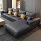 Nordic Stationary Faux Leather Living Room Recessed Arm Cushions Seating